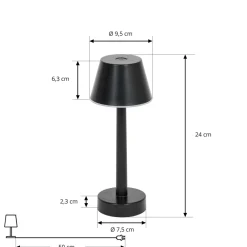 Lindby LED oppladbar lampe Gaja, svart, USB, IP44, RGBW, dimbar. Outlet