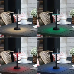 Lindby LED oppladbar lampe Gaja, svart, USB, IP44, RGBW, dimbar. Outlet