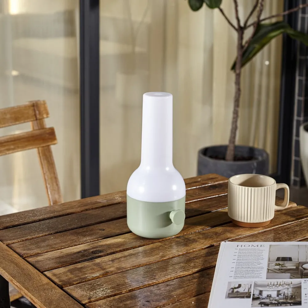 Lindby LED oppladbar utendørs bordlampe Isaline, grønn, dimbar| Dekorasjonsbelysning