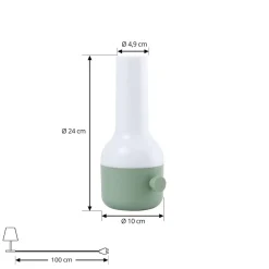 Lindby LED oppladbar utendørs bordlampe Isaline, grønn, dimbar| Dekorasjonsbelysning