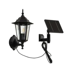 Lindby LED solcellelampe Sayata, svart, aluminium, lykt Hot