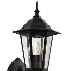 Lindby LED solcellelampe Sayata, svart, aluminium, lykt Hot