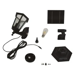 Lindby LED solcellelampe Sayata, svart, aluminium, lykt Hot