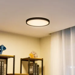 Lindby LED taklampe Pravin, Ø 40 cm, CCT, svart| Design- Og Hotellbelysning|Led-Innendørs