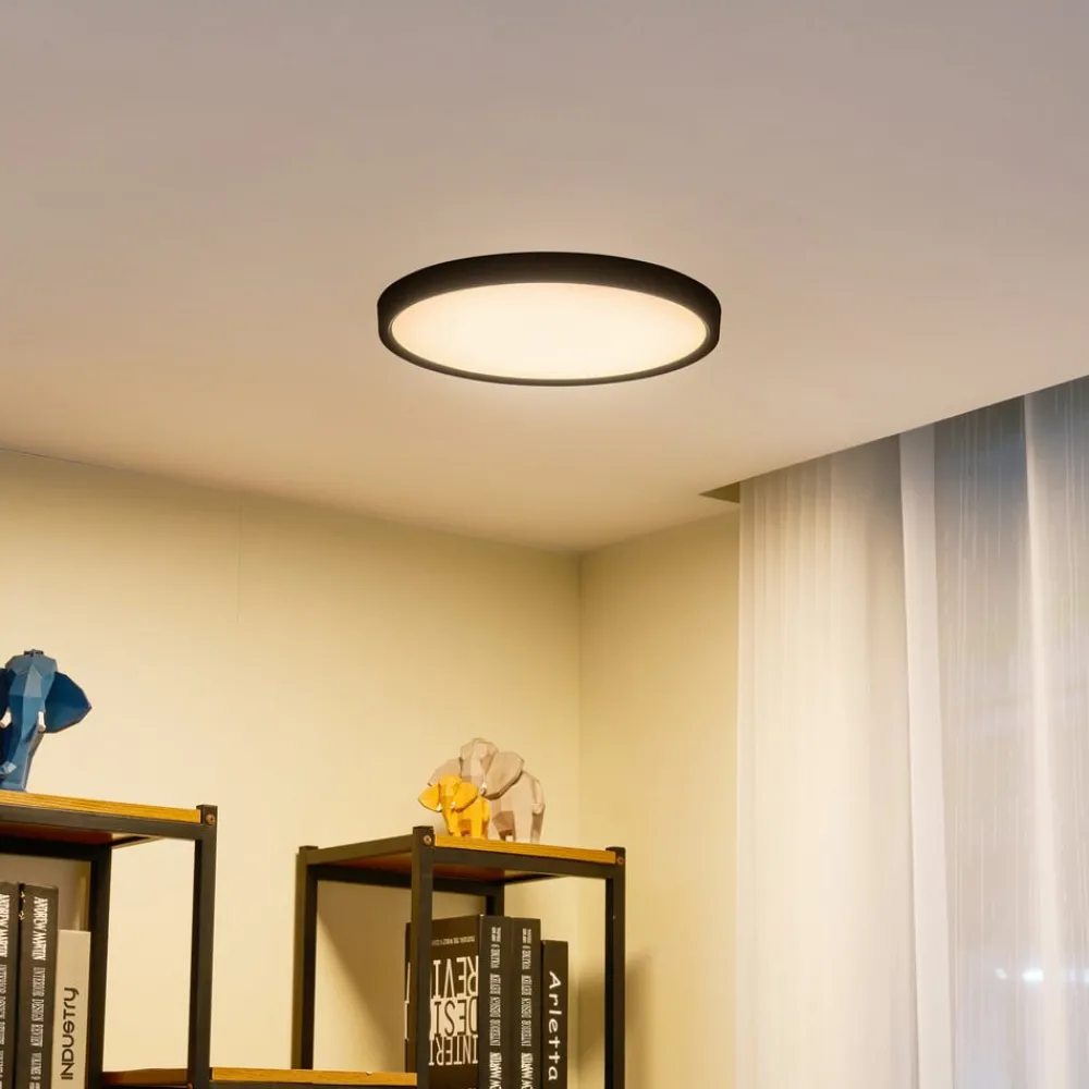 Lindby LED taklampe Pravin, Ø 40 cm, CCT, svart| Design- Og Hotellbelysning|Led-Innendørs