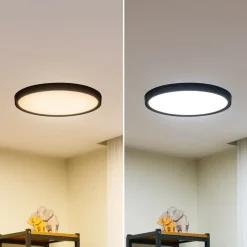 Lindby LED taklampe Pravin, Ø 40 cm, CCT, svart| Design- Og Hotellbelysning|Led-Innendørs