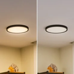 Lindby LED taklampe Pravin, Ø 30 cm, dimbar, svart| Design- Og Hotellbelysning|Led-Innendørs