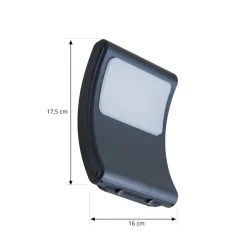 Lindby LED utendørs LED-vegglampe Radane, mørkegrå, kantet, IP54| Utespotter