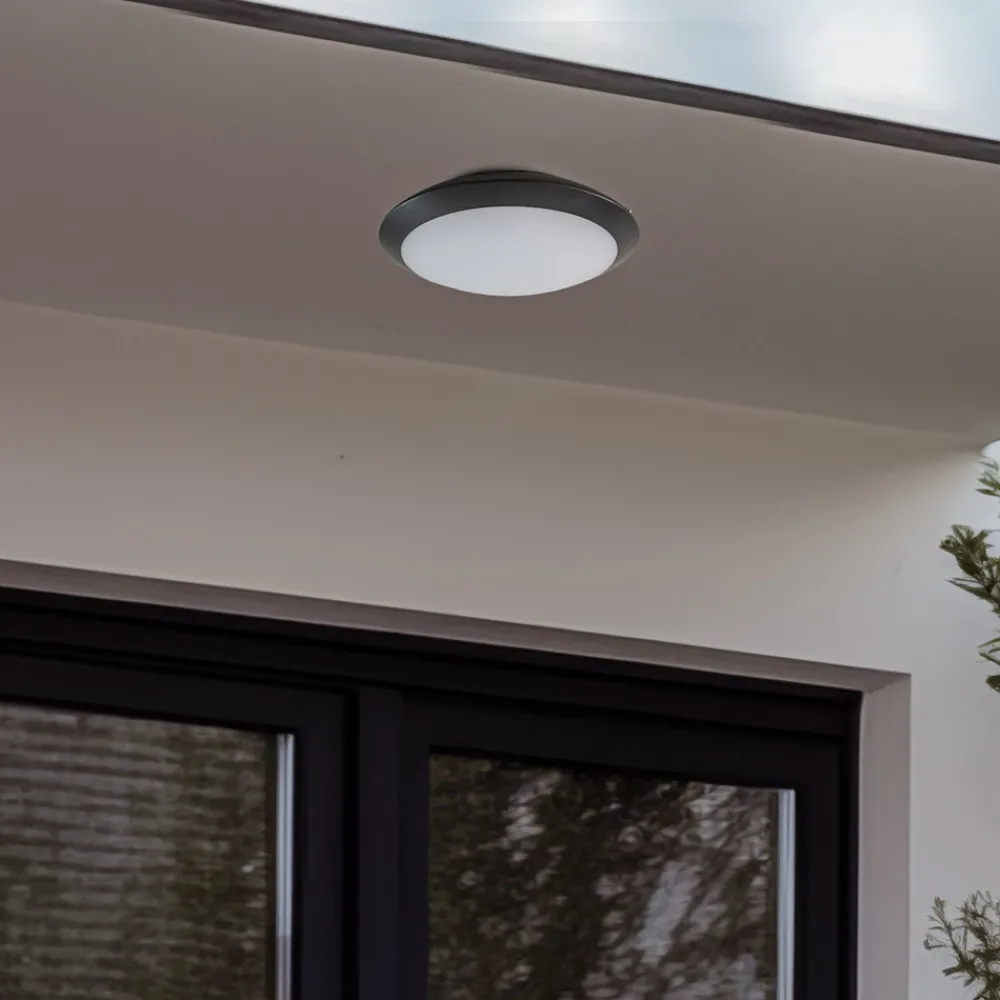 Lindby LED utendørs taklampe Naira, grå, Ø 30 cm, IP65 Hot