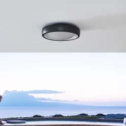 Lindby LED utendørs taklampe Niniel, svart, Ø 25 cm Outlet