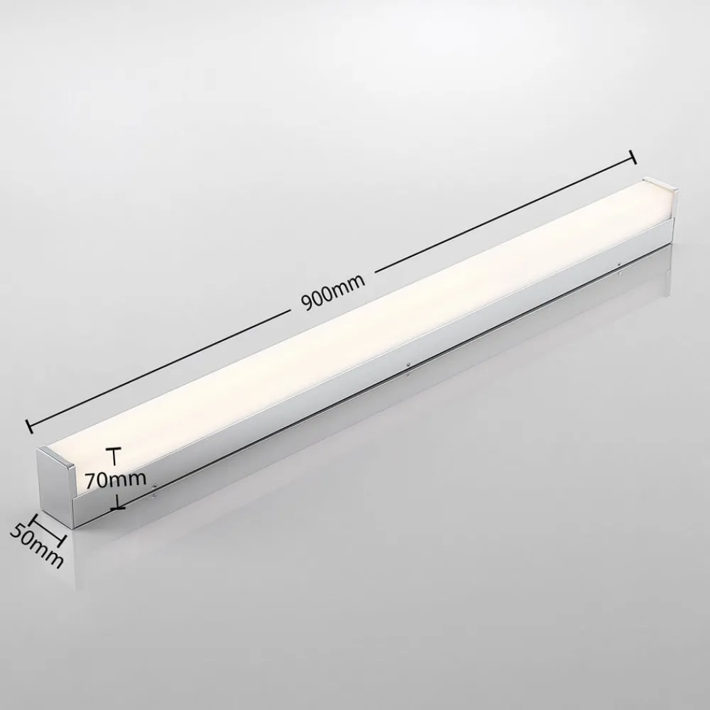 Lindby LED-baderomslampe Klea, 90 cm, krom, metall, IP44| Vegglamper