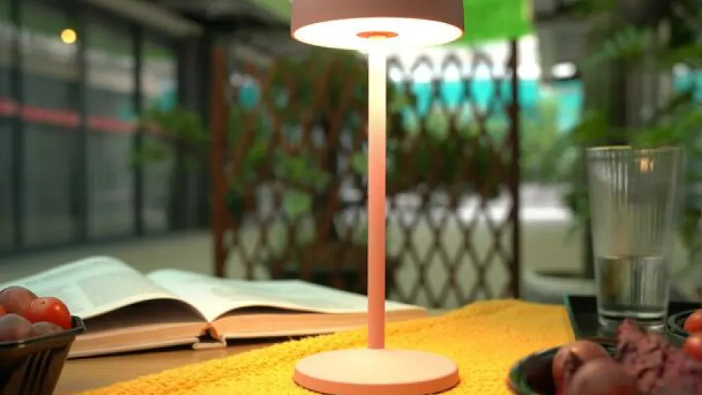 Lindby LED-bordlampe Arietty, rosa, dimbar, IP54| Dekorasjonsbelysning|Kommersiell Utebelysning