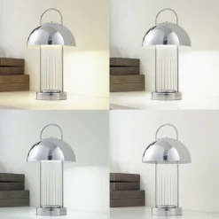 Lindby LED-bordlampe Mareli, krom, metall, Ø 18 cm| Bordlamper