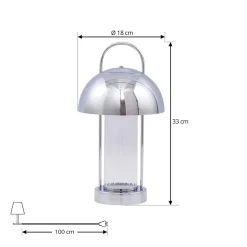 Lindby LED-bordlampe Mareli, krom, metall, Ø 18 cm| Bordlamper