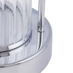 Lindby LED-bordlampe Mareli, krom, metall, Ø 18 cm| Bordlamper