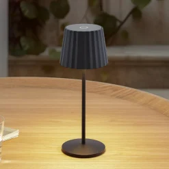 Lindby LED-bordlampe med batteri Esali, svart, metall, IP65| Dekorasjonsbelysning|Kommersiell Utebelysning