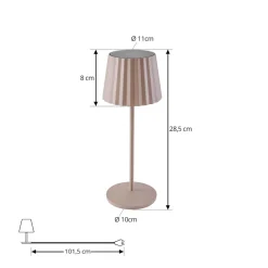 Lindby LED-bordlampe med batteri Esali, beige, metall, IP65 New