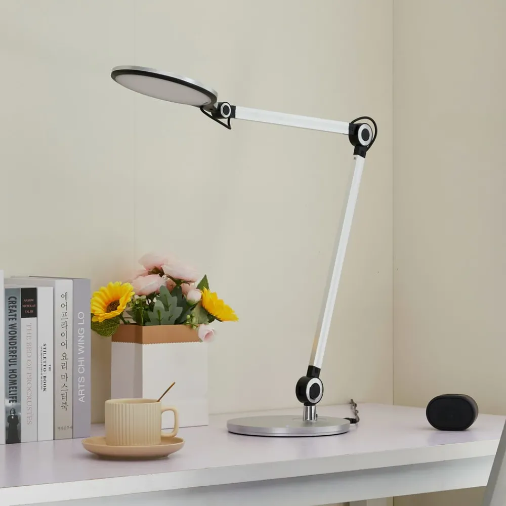 Lindby LED-bordlampe Nyxaris, sølv, metall, CCT, 50 cm| Kontorbelysning|Led-Innendørs