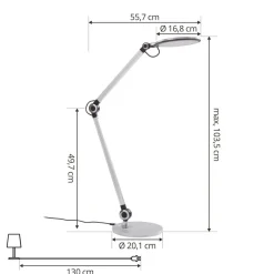 Lindby LED-bordlampe Nyxaris, sølv, metall, CCT, 50 cm| Kontorbelysning|Led-Innendørs