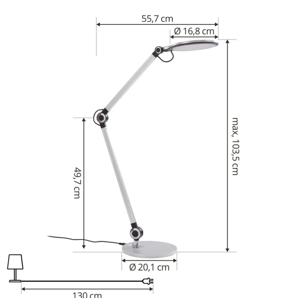 Lindby LED-bordlampe Nyxaris, sølv, metall, CCT, 50 cm| Kontorbelysning|Led-Innendørs