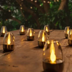 Lindby LED-bordlampe Pedas, sett med 10 stk, grå Online