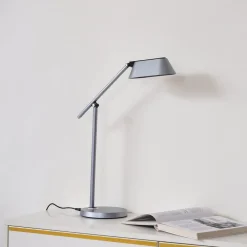 Lindby LED-bordlampe Thies, grå, ABS, høyde 78 cm, dimbar| Kontorbelysning