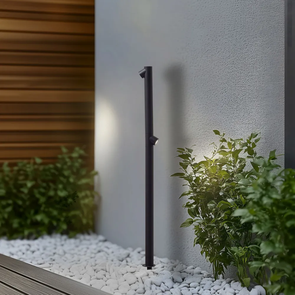 Lindby LED-gatelampe Luzian, høyde 120 cm, svart, jordspyd New