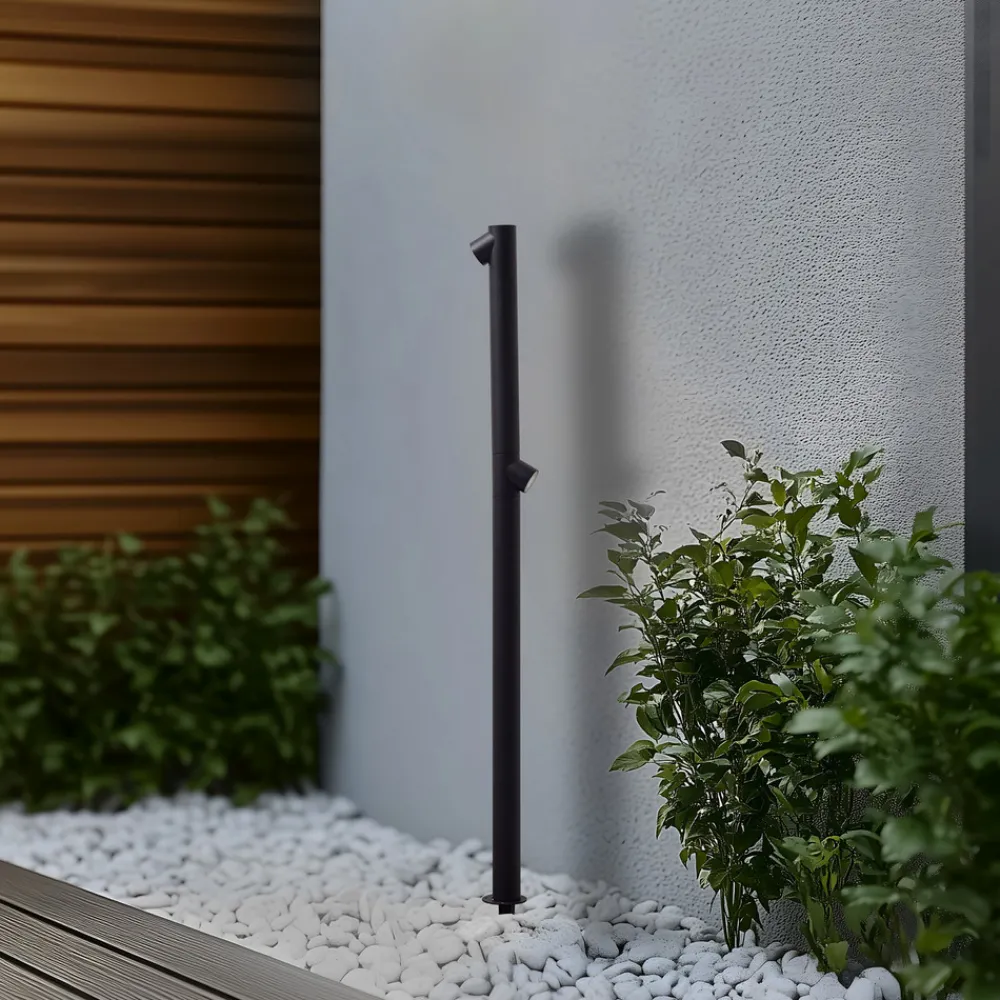 Lindby LED-gatelampe Luzian, høyde 120 cm, svart, jordspyd New