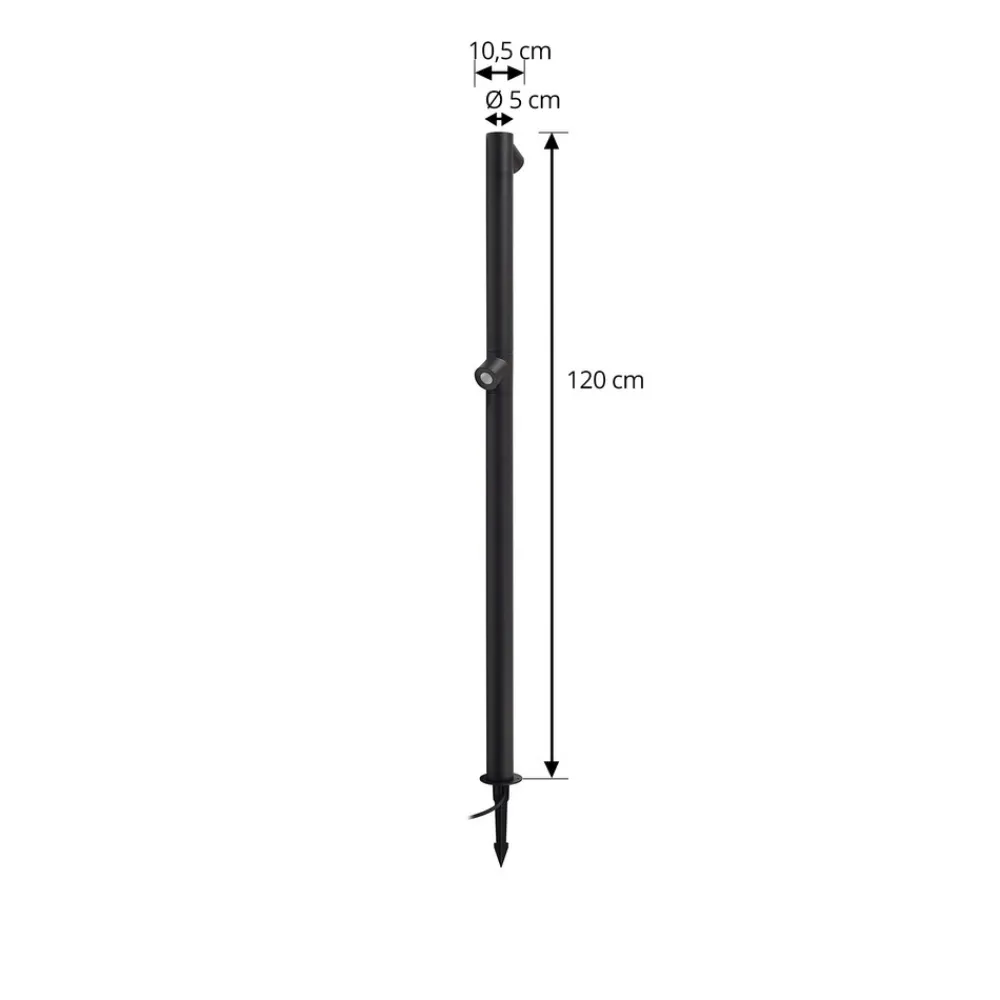 Lindby LED-gatelampe Luzian, høyde 120 cm, svart, jordspyd New