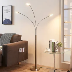 Lindby LED-gulvlampe Anea, 168 cm, 3 lyskilder, nikkelfarget Hot