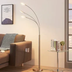 Lindby LED-gulvlampe Anea, 168 cm, 3 lyskilder, nikkelfarget Hot