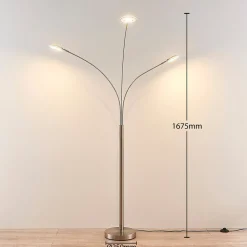 Lindby LED-gulvlampe Anea, 168 cm, 3 lyskilder, nikkelfarget Hot