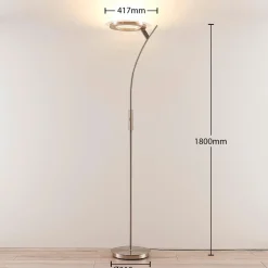 Lindby LED-gulvlampe Darion, grå, metall, dimbar, 180 cm| Led-Innendørs|Gulvlamper