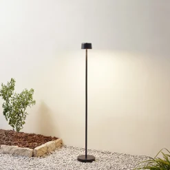 Lindby LED-gulvlampe Isason, svart, aluminium, Ø 11 cm Discount