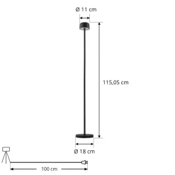 Lindby LED-gulvlampe Isason, svart, aluminium, Ø 11 cm Discount