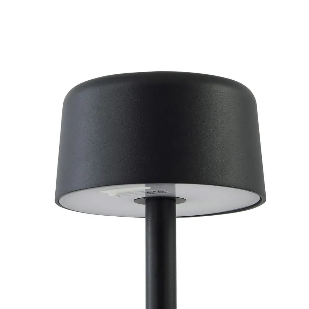 Lindby LED-gulvlampe Isason, svart, aluminium, Ø 11 cm Discount