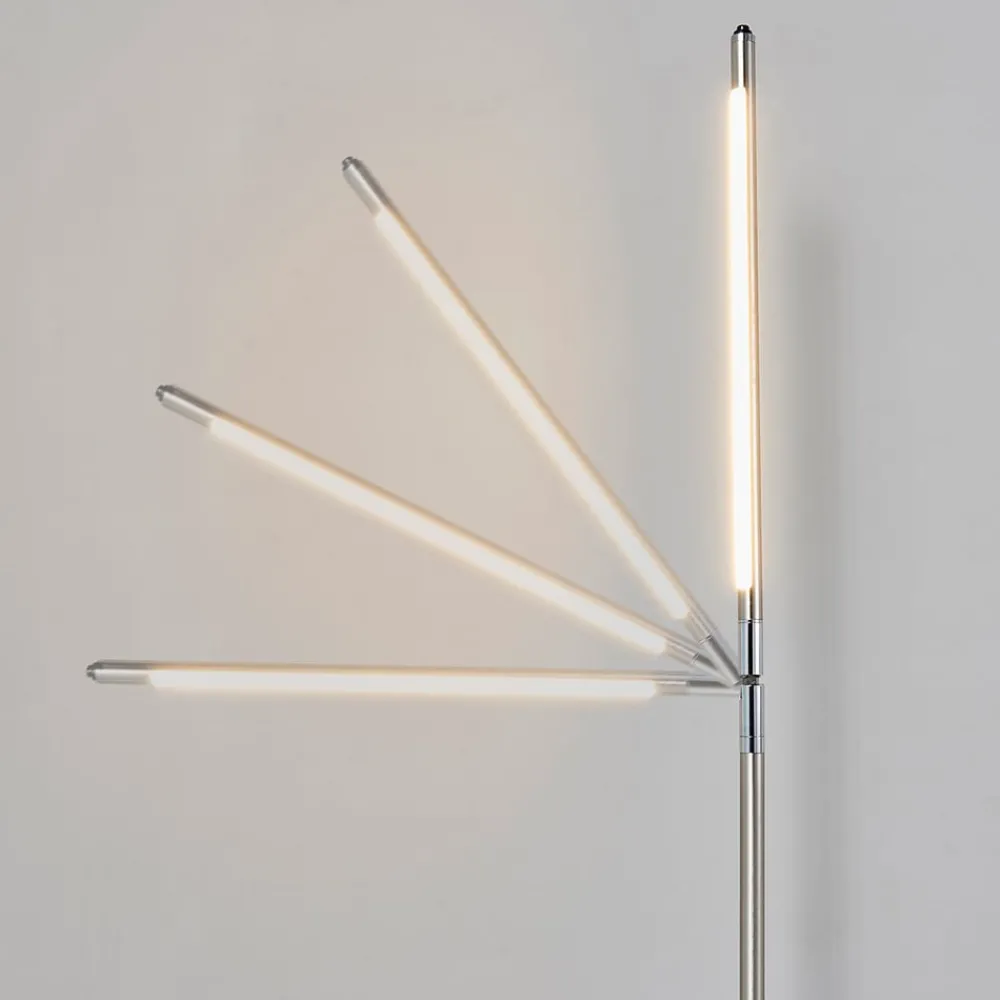 Lindby LED-gulvlampe Jabbo, 163 cm, nikkel, metall| Kontorbelysning|Gulvlamper