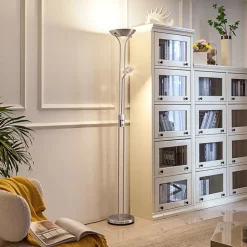 Lindby LED-gulvlampe Josefin, nikkel, leselampe, dimbar| Gulvlamper