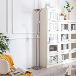 Lindby LED-gulvlampe Josefin, nikkel, leselampe, dimbar| Gulvlamper