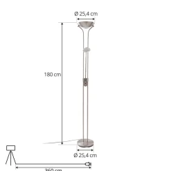 Lindby LED-gulvlampe Josefin, nikkel, leselampe, dimbar| Gulvlamper