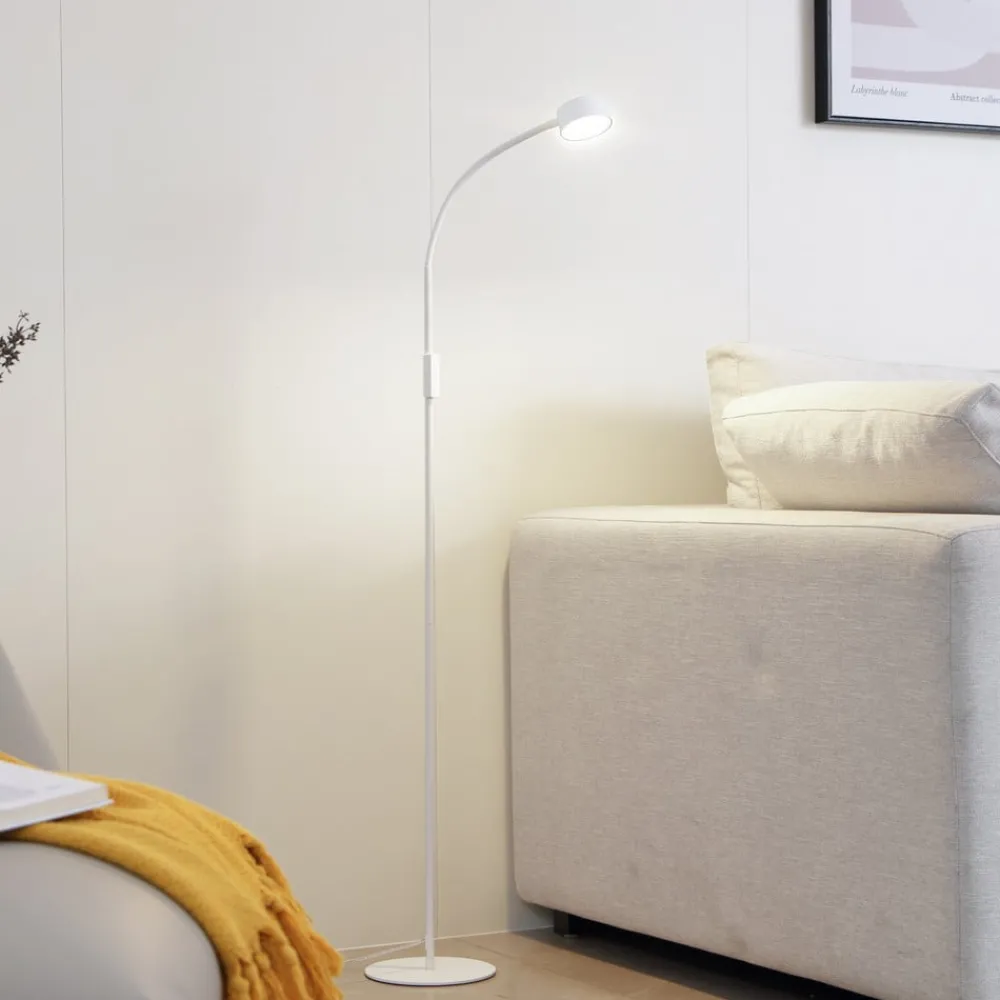 Lindby LED-gulvlampe Maori, hvit, metall, CCT, dimbar| Kontorbelysning|Led-Innendørs