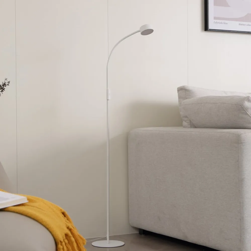 Lindby LED-gulvlampe Maori, hvit, metall, CCT, dimbar| Kontorbelysning|Led-Innendørs