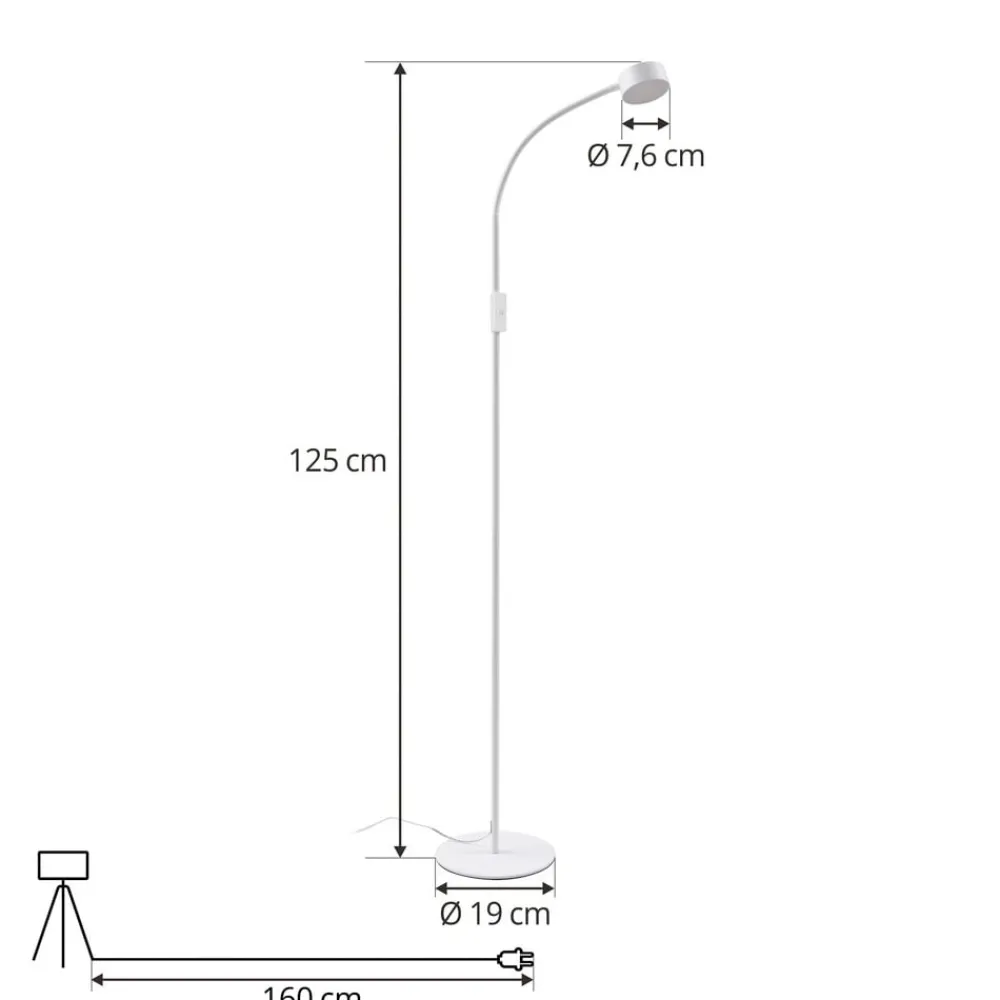 Lindby LED-gulvlampe Maori, hvit, metall, CCT, dimbar| Kontorbelysning|Led-Innendørs