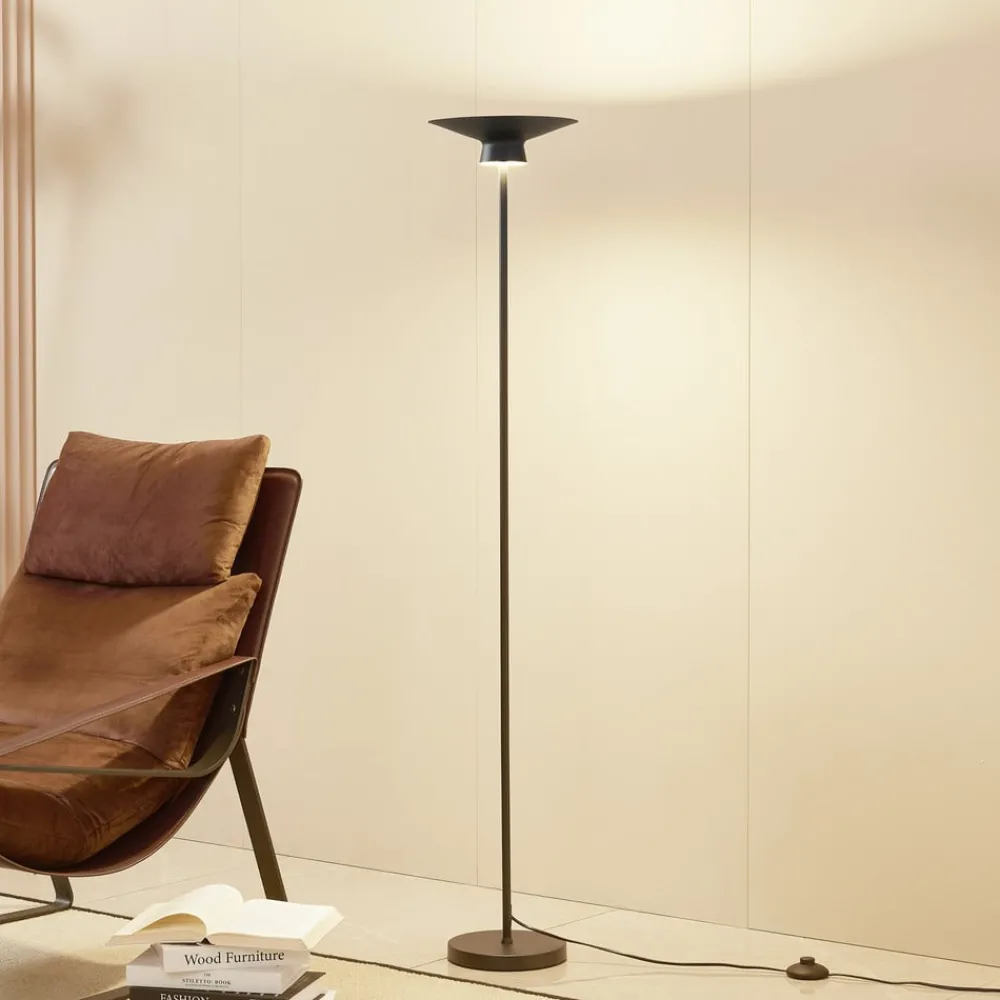 Lindby LED-gulvlampe Norvind, svart, metall, 1 lyskilde| Led-Innendørs|Gulvlamper