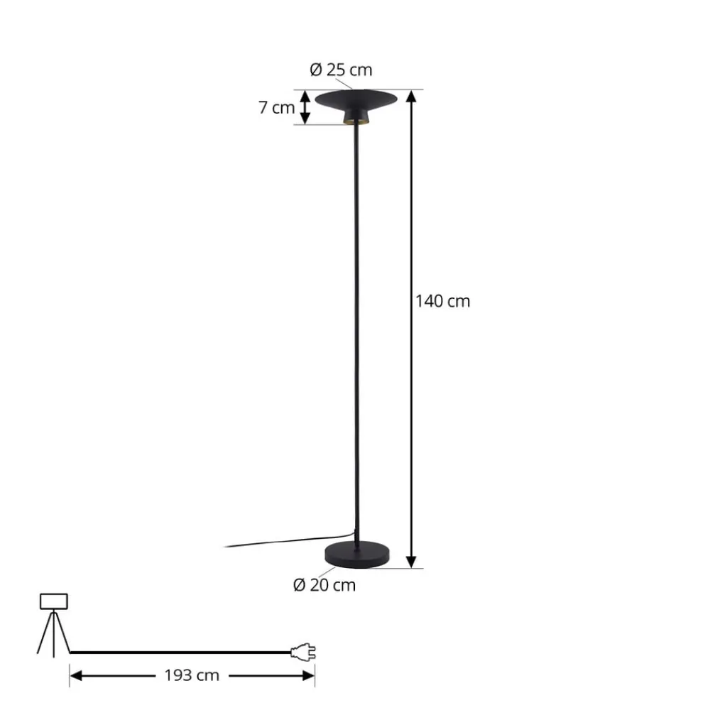 Lindby LED-gulvlampe Norvind, svart, metall, 1 lyskilde| Led-Innendørs|Gulvlamper