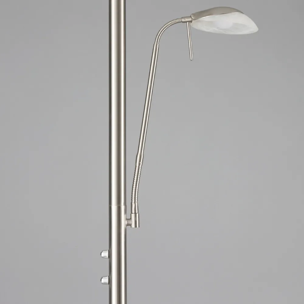 Lindby LED-gulvlampe Ragna, leselampe, nikkel, dimbar Discount