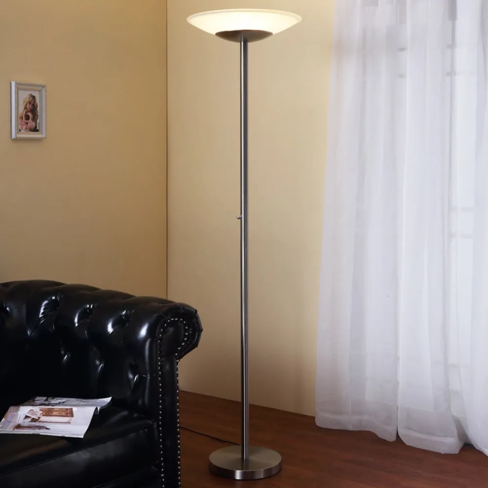 Lindby LED-gulvlampe Ragna, nikkel, metall, dimbar| Led-Innendørs|Gulvlamper