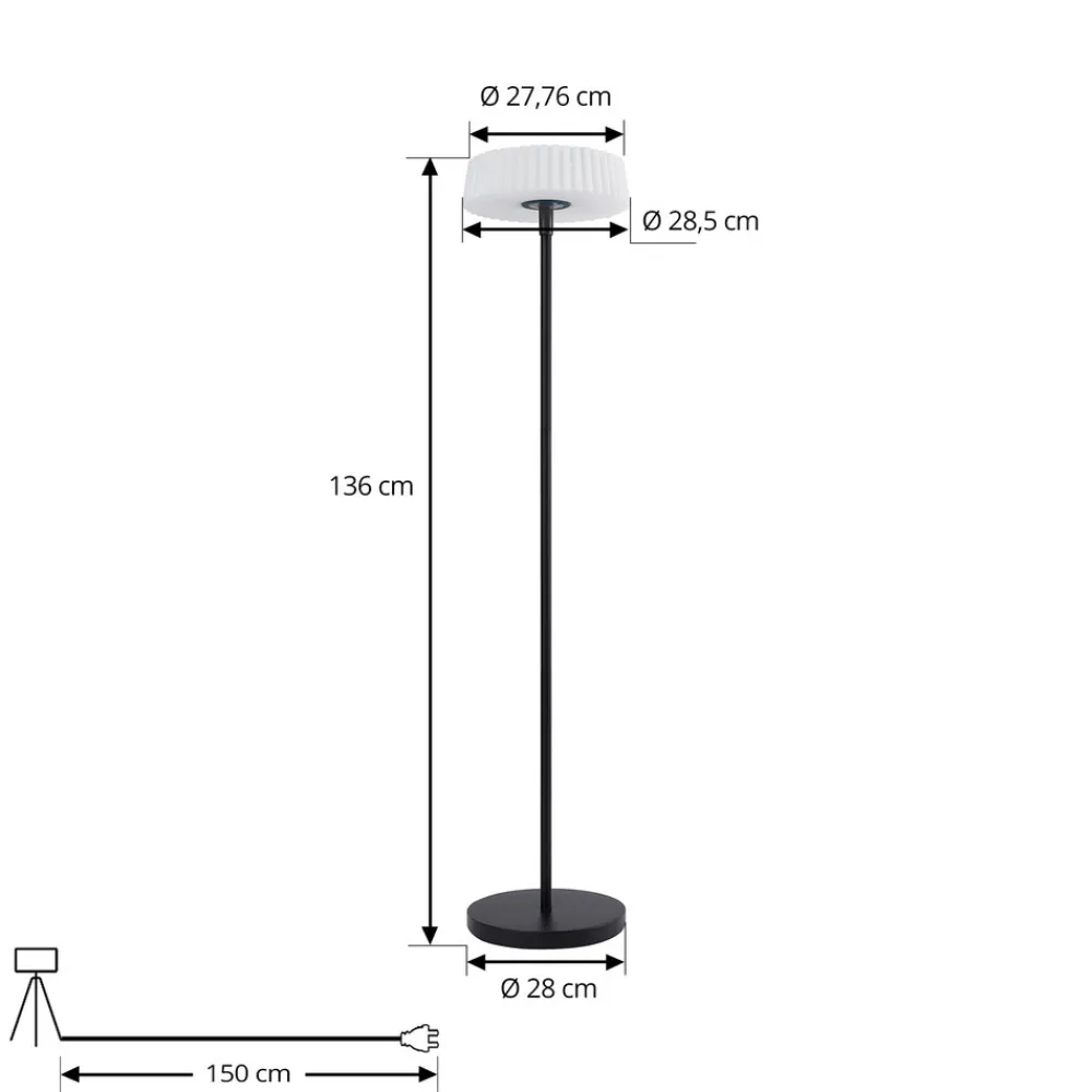 Lindby LED-gulvlampe Samine, svart, metall, dimbar