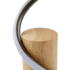 Lindby LED-gulvlampe Spiraali, grå, tre, høyde 133 cm| Gulvlamper