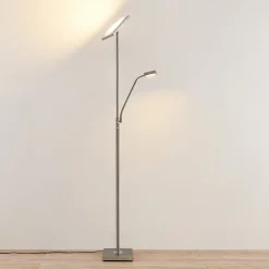 Lindby LED-gulvlampe Sumani, kantet, nikkel, høyde 180 cm| Gulvlamper